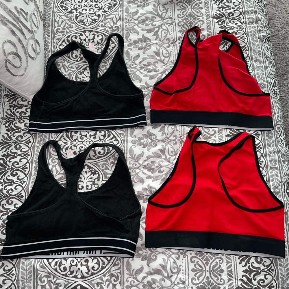 UNLINED- ZERO PADDING - PINK SPORTS BRAS. (4) 1 is NWT